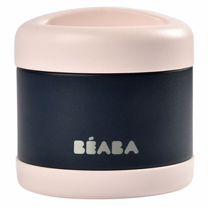 BEABA Stainless Steel Insulated Jar, 16 oz - Light Pink / Midnight