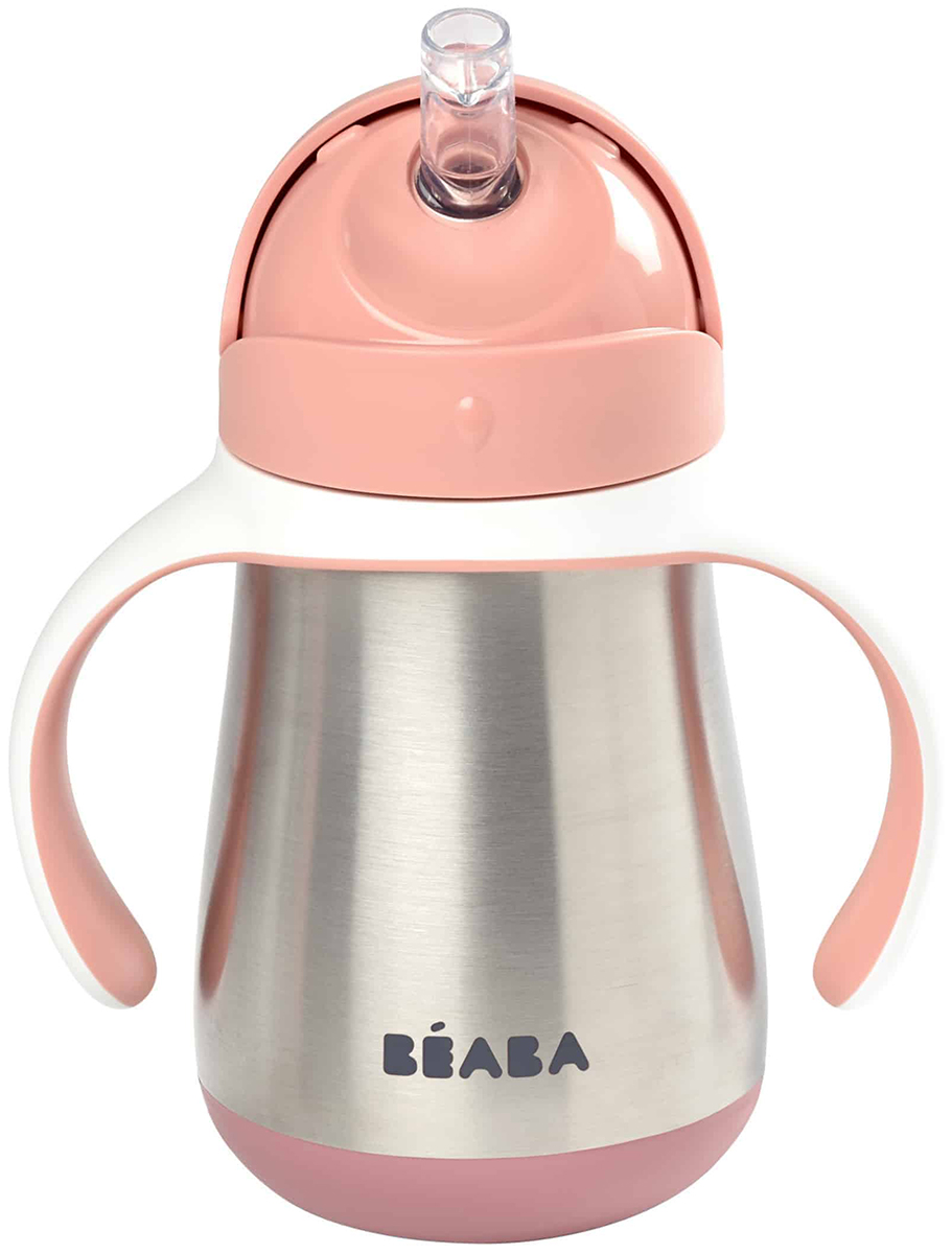 Beaba Stainless Steel Straw Sippy Cup Rose