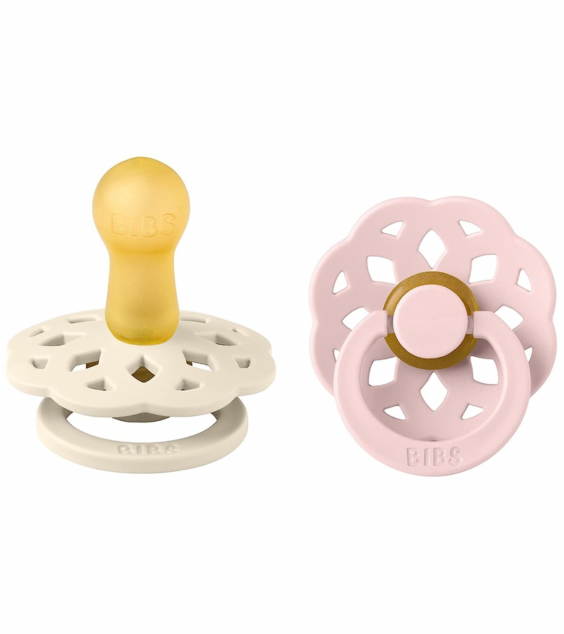 BIBS Boheme Pacifier, 2 Pack Ivory/Blossom Size 2 (6+ m)