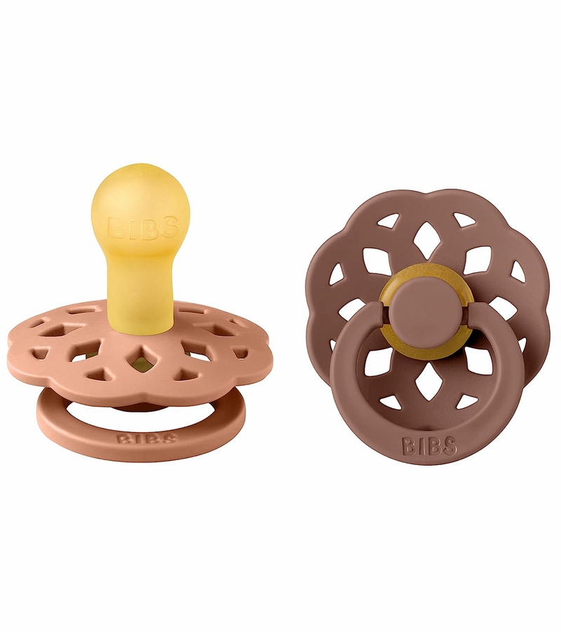 BIBS Boheme Pacifier, 2 Pack Peach/Woodchuck Size 1 (06 m)