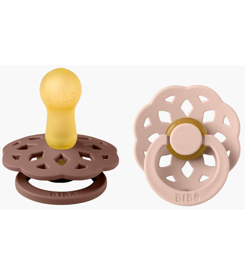 BIBS Boheme Pacifier, 2 Pack Woodchuck/Blush Size 1 (06 m)