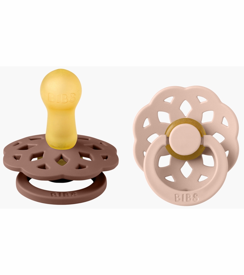 BIBS Boheme Pacifier, 2 Pack Woodchuck/Blush Size 2 (6+ m)