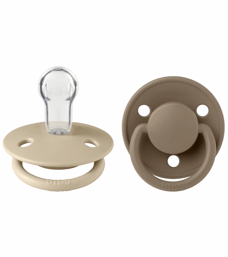 BIBS De Lux Silicone Pacifier, 2 Pack Vanilla/Dark Oak One Size (03 years)