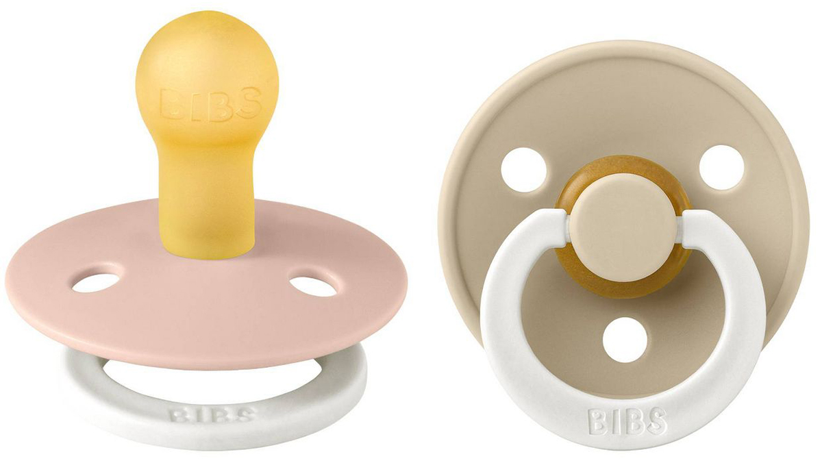 BIBS Original Colour GLOW Pacifier, 2 Pack Blush/Vanilla Size 1 (06 m)