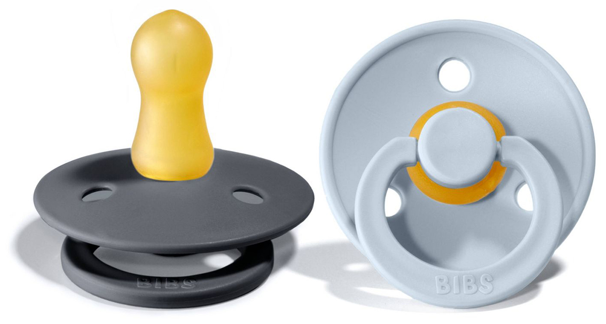 BIBS Original Colour Pacifier, Pack - Iron/Baby Blue - (6+ m)