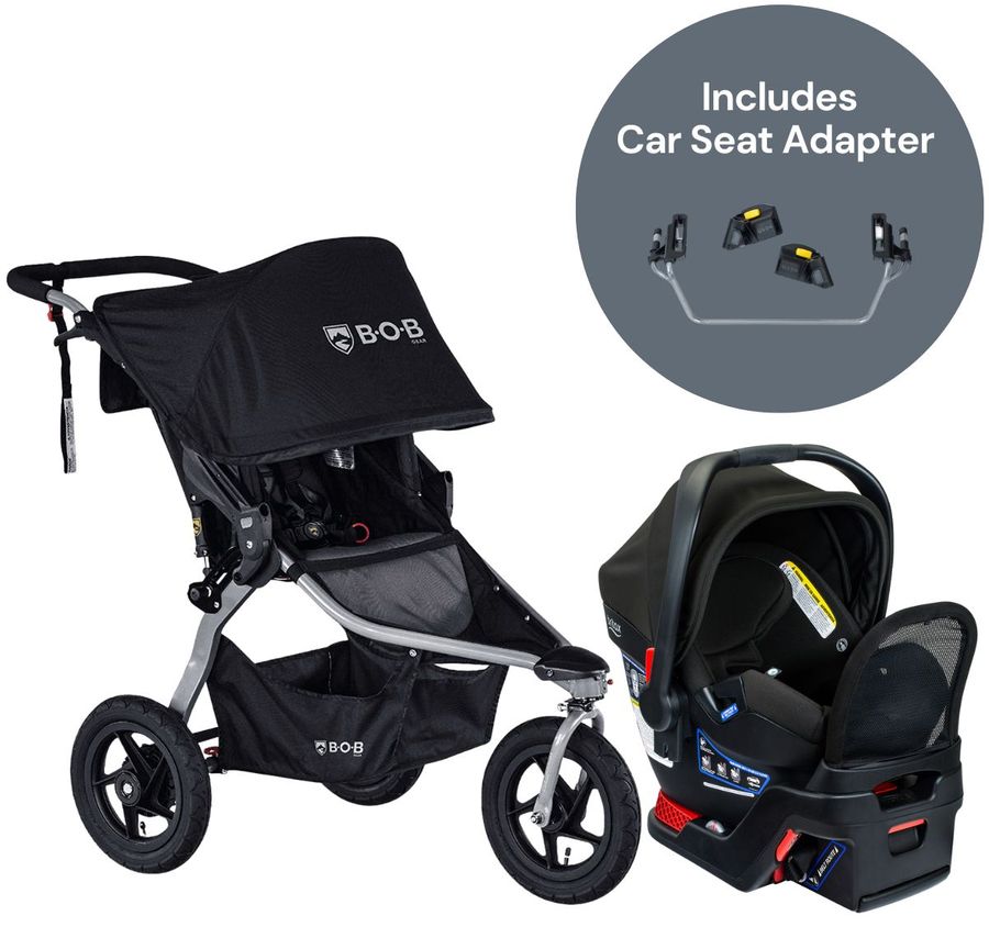 BOB Rambler Jogging Stroller + Britax BSafe Gen2 FlexFit+ Travel System Bundle Black / Jet