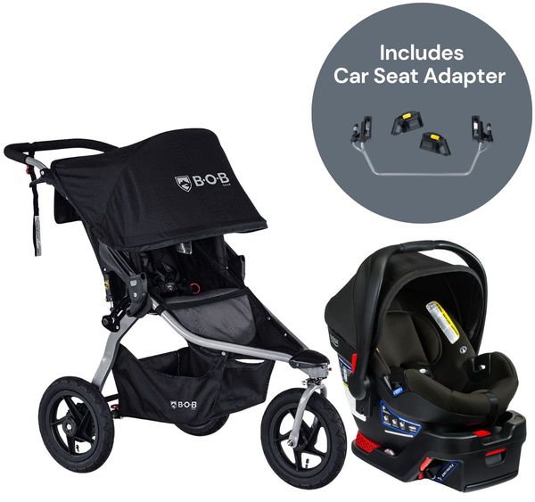BOB Rambler Jogging Stroller + Britax BSafe Gen2 Travel System Bundle Black / Eclipse Black