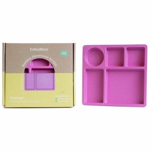 bobo&boo Bamboo Divided Plate - Flamingo Pink