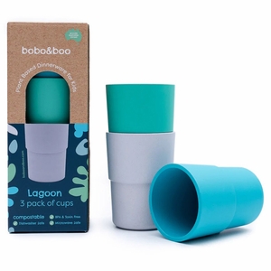 bobo&boo Plant-based 3 Pack Of Cups (10oz) - Lagoon