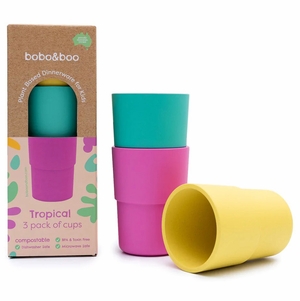 bobo&boo Plant-based 3 Pack Of Cups (10oz) - Tropical
