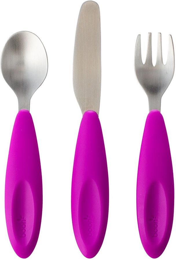 Boon FLATWARE Transitional Toddler Utensils Purple