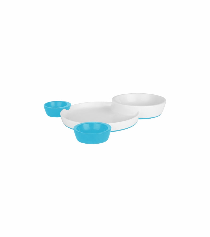 Boon Groovy, Interlocking Plate and Bowl Set Blue