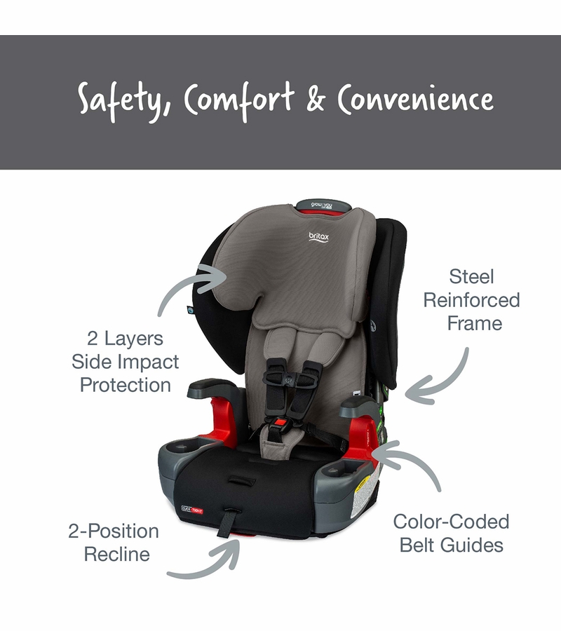 Britax Grow With You ClickTight Harness Booster Car Seat Grey Contour