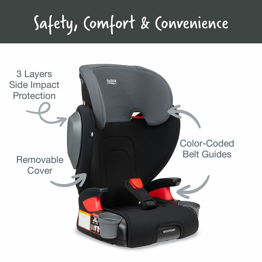 Britax Highpoint 2Stage Belt Positioning Booster Car Seat Black Ombre