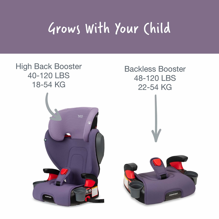 Britax Highpoint 2Stage Belt Positioning Booster Car Seat Purple Ombre