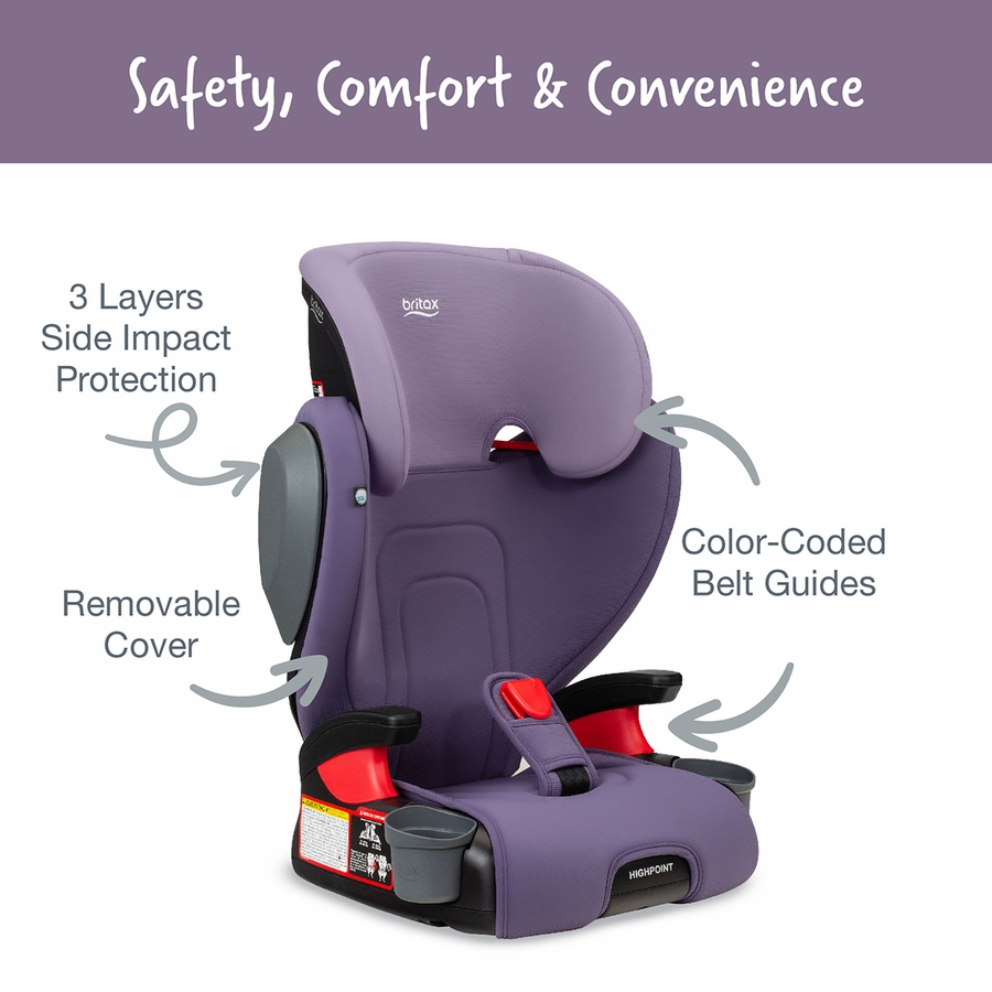Britax Highpoint 2Stage Belt Positioning Booster Car Seat Purple Ombre