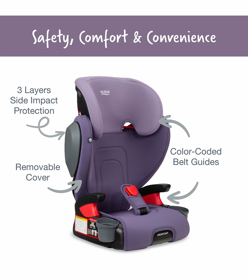Britax Highpoint 2Stage Belt Positioning Booster Car Seat Purple Ombre