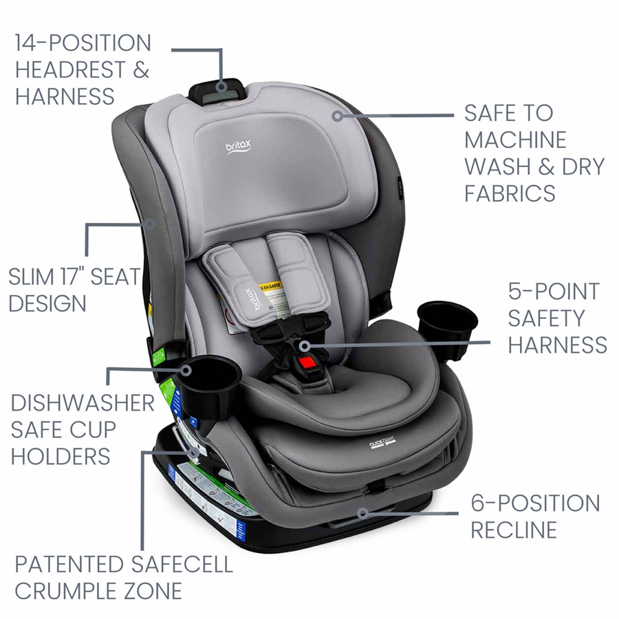 Britax Poplar Narrow Convertible Car Seat Glacier Graphite