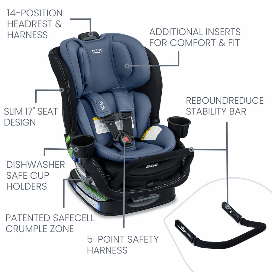 Britax Poplar S Narrow Convertible Car Seat Arctic Onyx