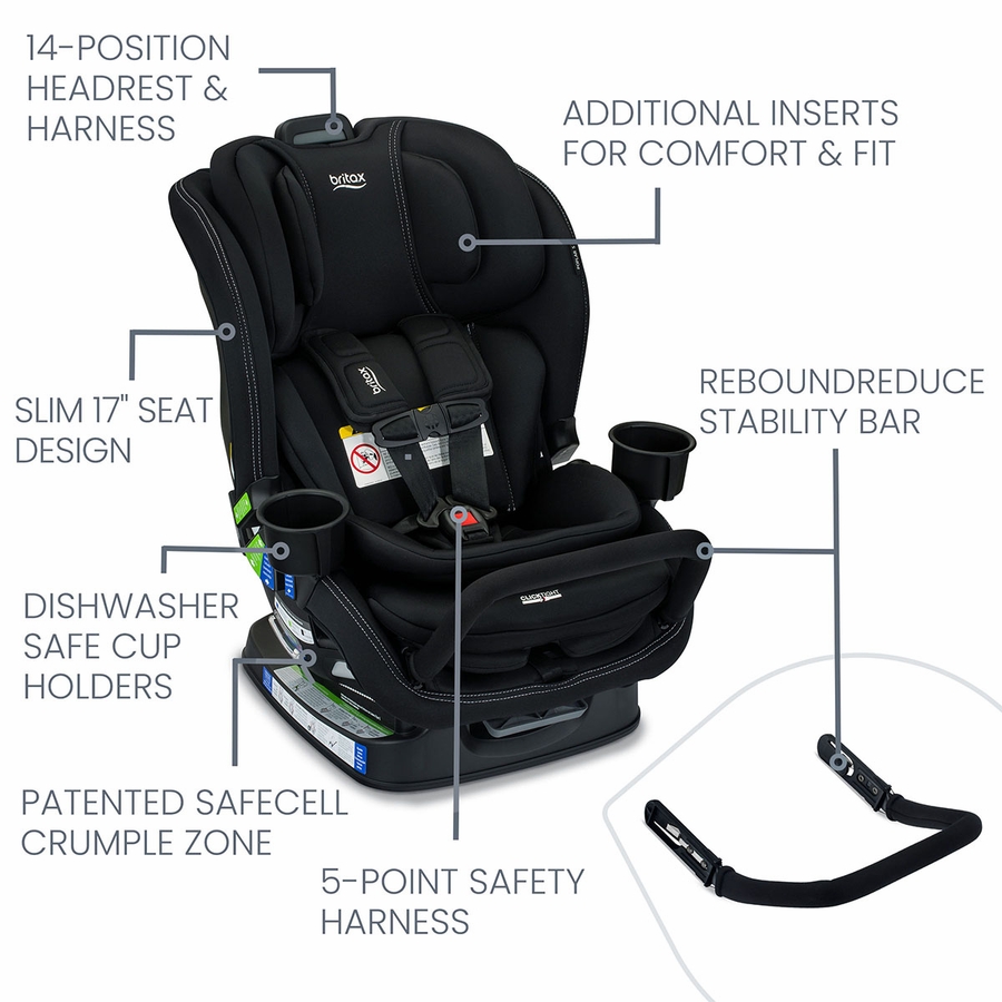 Britax Poplar S Narrow Convertible Car Seat Onyx