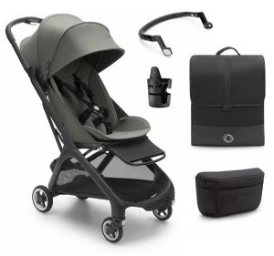 Bugaboo Butterfly Complete Compact Stroller + Essentials Bundle - Black / Forest Green
