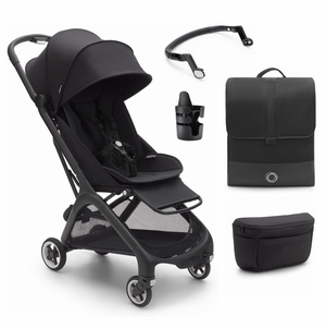 Bugaboo Butterfly Complete Compact Stroller + Essentials Bundle - Black / Midnight Black