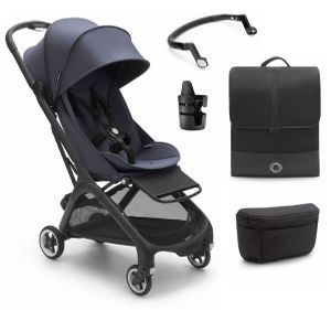 Bugaboo Butterfly Complete Compact Stroller + Essentials Bundle - Black / Stormy Blue