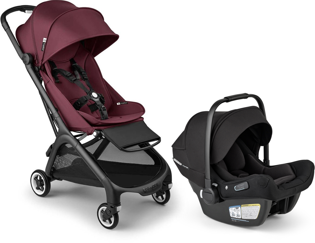 Bugaboo Butterfly + Turtle Air Shield Travel System Bundle - Black / Dark Cherry / Dark Cherry / Black
