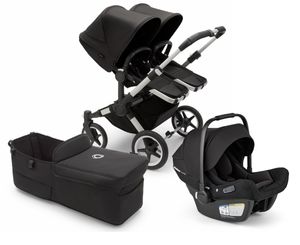 Bugaboo Donkey 5 Duo + Turtle Air Shield Travel System Bundle - Aluminum / Midnight Black / Midnight Black / Black