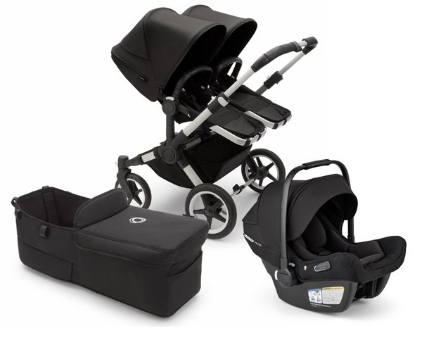 Bugaboo Donkey 5 Duo + Turtle Air Shield Travel System Bundle - Aluminum / Midnight Black / Midnight Black / Black