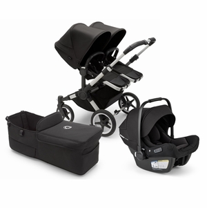 Bugaboo Donkey 5 Duo + Turtle Air Shield Travel System Bundle - Aluminum / Midnight Black / Midnight Black / Black