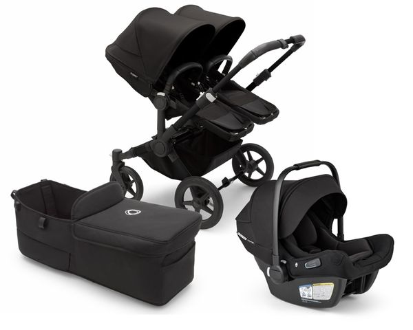 Bugaboo Donkey 5 Duo + Turtle Air Shield Travel System Bundle - Black / Midnight Black / Midnight Black / Black