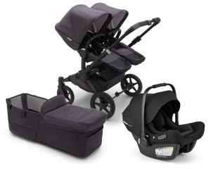 Bugaboo Donkey 5 Mineral Duo + Turtle Air Shield Travel System Bundle - Black / Washed Black / Black