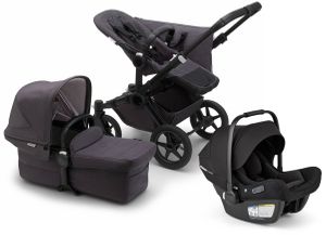 Bugaboo Donkey 5 Mineral Mono + Turtle Air Shield Travel System Bundle - Black / Washed Black / Black