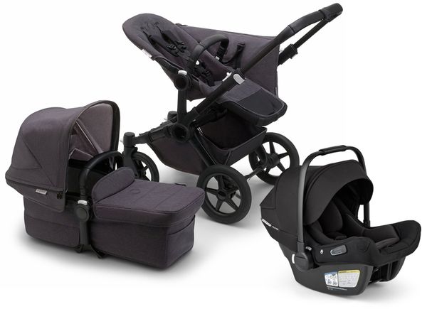 Bugaboo Donkey 5 Mineral Mono + Turtle Air Shield Travel System Bundle - Black / Washed Black / Black