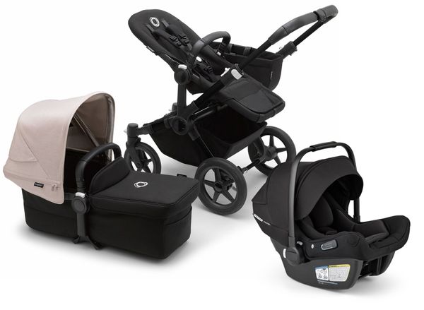 Bugaboo Donkey 5 Mono + Turtle Air Shield Travel System Bundle - Black / Midnight Black / Misty White / Black