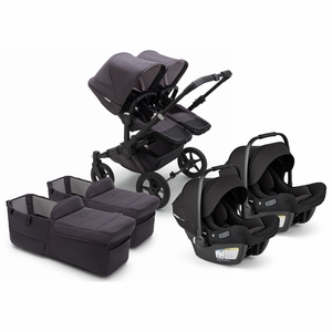 Bugaboo Donkey 5 + Turtle Air Shield Mineral Twin Travel System Bundle - Black / Washed Black / Black