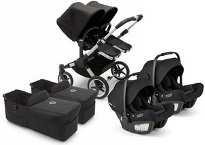 Bugaboo Donkey 5 + Turtle Air Shield Twin Travel System Bundle - Aluminum / Midnight Black / Midnight Black / Black