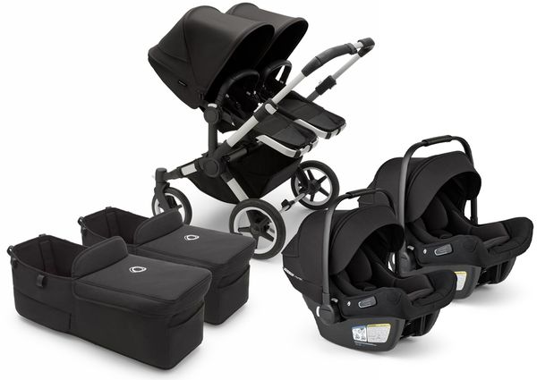 Bugaboo Donkey 5 + Turtle Air Shield Twin Travel System Bundle - Aluminum / Midnight Black / Midnight Black / Black