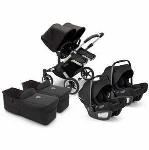 Bugaboo Donkey 5 + Turtle Air Shield Twin Travel System Bundle - Aluminum / Midnight Black / Midnight Black / Black