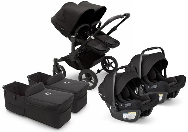 Bugaboo Donkey 5 + Turtle Air Shield Twin Travel System Bundle - Black / Midnight Black / Midnight Black / Black