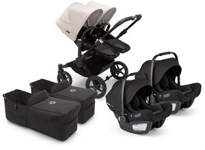 Bugaboo Donkey 5 + Turtle Air Shield Twin Travel System Bundle - Black / Midnight Black / Misty White / Black