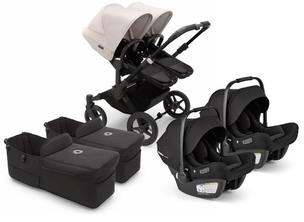 Bugaboo Donkey 5 + Turtle Air Shield Twin Travel System Bundle - Black / Midnight Black / Misty White / Black