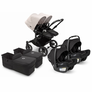 Bugaboo Donkey 5 + Turtle Air Shield Twin Travel System Bundle - Black / Midnight Black / Misty White / Black