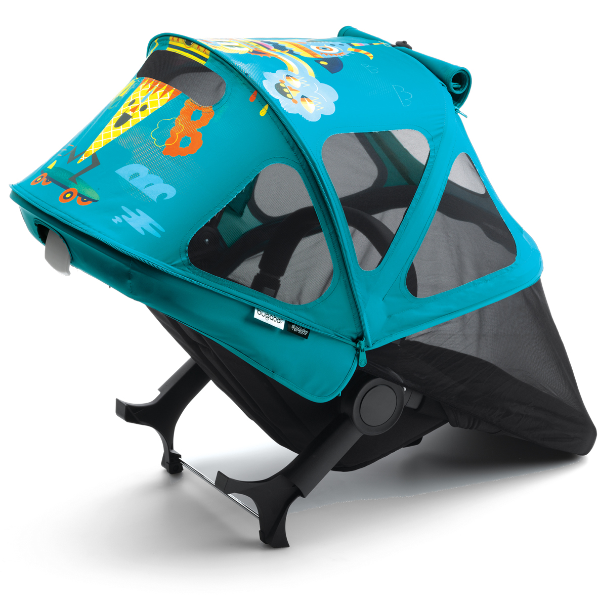 Bugaboo Donkey Breezy Sun Canopy - UPF 50+ Sunshade With Mosquito Net & Ventilation For Stroller, Seaside Blue