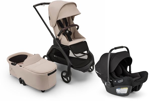Bugaboo Dragonfly Stroller + Bassinet + Turtle Air Shield Travel System Bundle - Black / Desert Taupe / Desert Taupe / Black