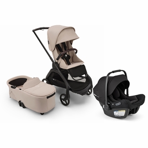 Bugaboo Dragonfly Stroller + Bassinet + Turtle Air Shield Travel System Bundle - Black / Desert Taupe / Desert Taupe / Black
