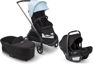 Bugaboo Dragonfly Stroller + Bassinet + Turtle Air Shield Travel System Bundle - Graphite / Midnight Black / Skyline Blue / Black