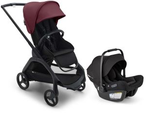 Bugaboo Dragonfly Stroller + Turtle Air Shield Travel System Bundle - Black / Dark Cherry / Dark Cherry / Black