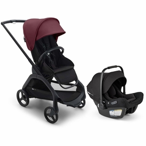Bugaboo Dragonfly Stroller + Turtle Air Shield Travel System Bundle - Black / Dark Cherry / Dark Cherry / Black